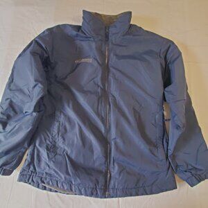 Columbia Women's Jacket, Fleece Lined Navy Blue Nylon Water Resistant, Size L